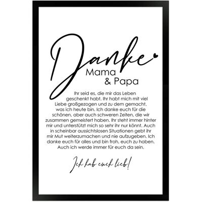 WANDStyle Gerahmtes Poster Danke Mama und Papa 30 x 45 cm Geschenkidee für Eine Person WANDStyle Gerahmtes Poster Danke Mama und Papa 30 x 45 cm Geschenkidee für Eine Person