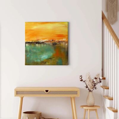 Bricoflor Meer Bild Im Gemälde Stil Kunstdruck Leinwand Bild In Orange Und Türkis Maritimes Wandbild Gemalt Ideal Für Wohnzimmer Und Schlafzimmer Bricoflor Meer Bild Im Gemälde Stil Kunstdruck Leinwand Bild In Orange Und Türkis Maritimes Wandbild Gemalt Ideal Für Wohnzimmer Und Schlafzimmer