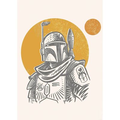 Komar Wandbild Star Wars Boba Fett Illustration Iconic 50 cm x 70 cm Beige Komar Wandbild Star Wars Boba Fett Illustration Iconic 50 cm x 70 cm Beige