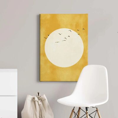 Bricoflor Wandbild Mit Kreis In Gelb Und Weiß Leinwand Bild Im Asiatischen Stil Vogel Bild Auf Leinwand Für Schlaf Und Wohnzimmer Im Mid Century Stil Bricoflor Wandbild Mit Kreis In Gelb Und Weiß Leinwand Bild Im Asiatischen Stil Vogel Bild Auf Leinwand Für Schlaf Und Wohnzimmer Im Mid Century Stil