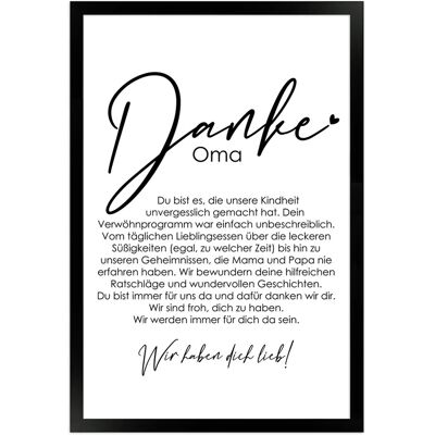 WANDStyle Gerahmtes Poster Danke Oma 30 x 45 cm Geschenkidee für Mehrere Personen WANDStyle Gerahmtes Poster Danke Oma 30 x 45 cm Geschenkidee für Mehrere Personen