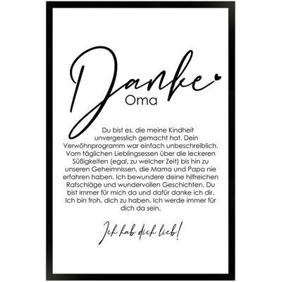 WANDStyle Gerahmtes Poster Danke Oma 40 x 60 cm Geschenkidee für Eine Person WANDStyle Gerahmtes Poster Danke Oma 40 x 60 cm Geschenkidee für Eine Person