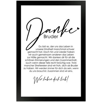 WANDStyle Gerahmtes Poster Danke Bruder 20 x 30 cm Geschenkidee für Mehrere Personen WANDStyle Gerahmtes Poster Danke Bruder 20 x 30 cm Geschenkidee für Mehrere Personen