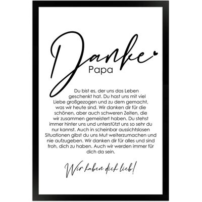 WANDStyle Gerahmtes Poster Danke Papa 30 x 45 cm Geschenkidee für Mehrere Personen WANDStyle Gerahmtes Poster Danke Papa 30 x 45 cm Geschenkidee für Mehrere Personen