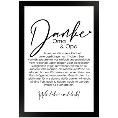 WANDStyle Gerahmtes Poster Danke Oma und Opa 20 x 30 cm Geschenkidee für Mehrere Personen WANDStyle Gerahmtes Poster Danke Oma und Opa 20 x 30 cm Geschenkidee für Mehrere Personen