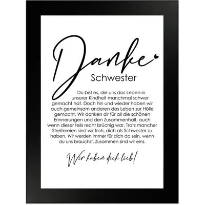 WANDStyle Gerahmtes Poster Danke Schwester 13 x 18 cm Geschenkidee für Mehrere Personen WANDStyle Gerahmtes Poster Danke Schwester 13 x 18 cm Geschenkidee für Mehrere Personen