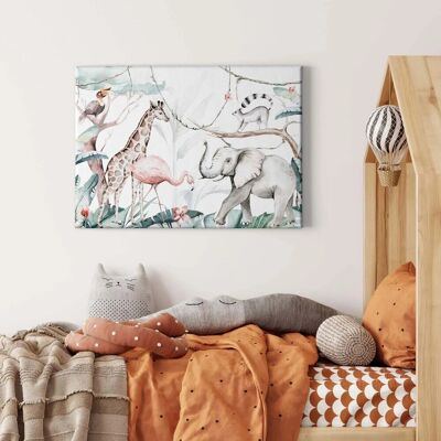 Bricoflor Kinderzimmer Wandbild Mit Dschungel Motiv Wandbild Mit Tieren Ideal Für Jungen Und Mädchen Aquarell Leinwand Bild Mit Elefant Und Giraffe Bricoflor Kinderzimmer Wandbild Mit Dschungel Motiv Wandbild Mit Tieren Ideal Für Jungen Und Mädchen Aquarell Leinwand Bild Mit Elefant Und Giraffe
