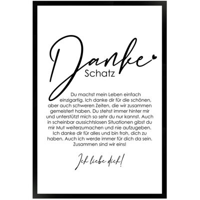 WANDStyle Gerahmtes Poster Danke Schatz 40 x 60 cm Geschenkidee für Partner WANDStyle Gerahmtes Poster Danke Schatz 40 x 60 cm Geschenkidee für Partner