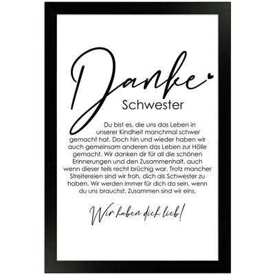 WANDStyle Gerahmtes Poster Danke Schwester 20 x 30 cm Geschenkidee für Mehrere Personen WANDStyle Gerahmtes Poster Danke Schwester 20 x 30 cm Geschenkidee für Mehrere Personen