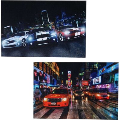 MCW 2er-Set LED-Bild 40x60cm Timer Cars MCW 2er-Set LED-Bild 40x60cm Timer Cars