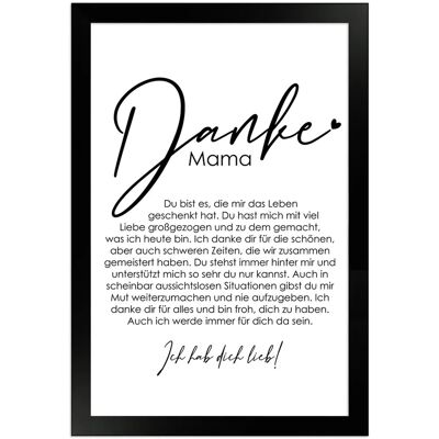 WANDStyle Gerahmtes Poster Danke Mama 20 x 30 cm Geschenkidee für Eine Person WANDStyle Gerahmtes Poster Danke Mama 20 x 30 cm Geschenkidee für Eine Person