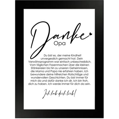 WANDStyle Gerahmtes Poster Danke Opa 13 x 18 cm Geschenkidee für Eine Person WANDStyle Gerahmtes Poster Danke Opa 13 x 18 cm Geschenkidee für Eine Person