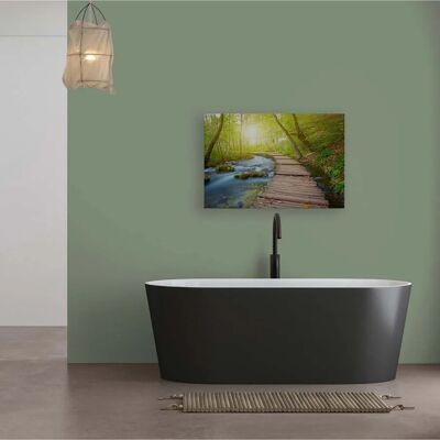 Bricoflor Wandbild Steg An Wasser Wohnzimmer Und Büro Bild Mit Wald Bach Blau Grün Leinwandbild In 90 X 60 Cm Natur Motiv Bricoflor Wandbild Steg An Wasser Wohnzimmer Und Büro Bild Mit Wald Bach Blau Grün Leinwandbild In 90 X 60 Cm Natur Motiv