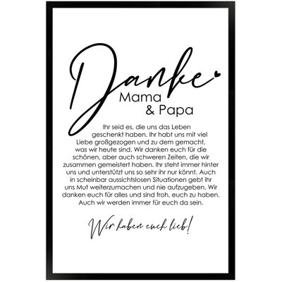 WANDStyle Gerahmtes Poster Danke Mama und Papa 40 x 60 cm Geschenkidee für Mehrere Personen WANDStyle Gerahmtes Poster Danke Mama und Papa 40 x 60 cm Geschenkidee für Mehrere Personen