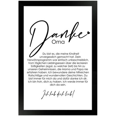 WANDStyle Gerahmtes Poster Danke Oma 20 x 30 cm Geschenkidee für Eine Person WANDStyle Gerahmtes Poster Danke Oma 20 x 30 cm Geschenkidee für Eine Person
