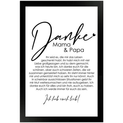 WANDStyle Gerahmtes Poster Danke Mama und Papa 20 x 30 cm Geschenkidee für Eine Person WANDStyle Gerahmtes Poster Danke Mama und Papa 20 x 30 cm Geschenkidee für Eine Person