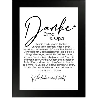 WANDStyle Gerahmtes Poster Danke Oma und Opa 13 x 18 cm Geschenkidee für Mehrere Personen WANDStyle Gerahmtes Poster Danke Oma und Opa 13 x 18 cm Geschenkidee für Mehrere Personen