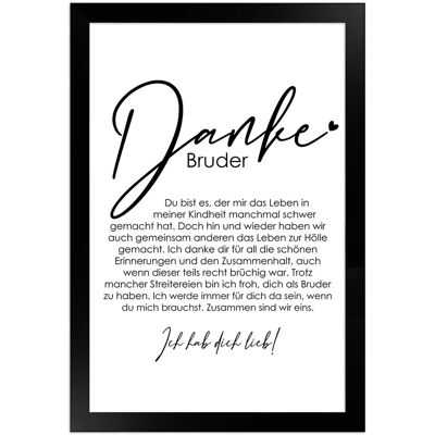 WANDStyle Gerahmtes Poster Danke Bruder 20 x 30 cm Geschenkidee für Eine Person WANDStyle Gerahmtes Poster Danke Bruder 20 x 30 cm Geschenkidee für Eine Person