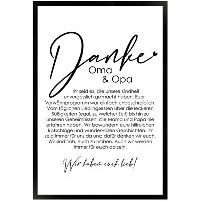 WANDStyle Gerahmtes Poster Danke Oma und Opa 40 x 60 cm Geschenkidee für Mehrere Personen WANDStyle Gerahmtes Poster Danke Oma und Opa 40 x 60 cm Geschenkidee für Mehrere Personen