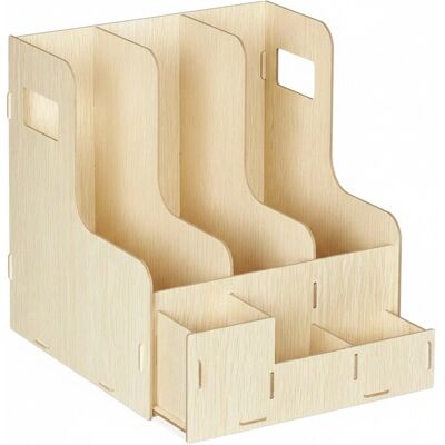 Relaxdays Stehsammler MDF Hellbraun 3 Fächer Mit Utensilienbox 27 cm x 24 cm x 31,5 cm 0,9 kg Relaxdays Stehsammler MDF Hellbraun 3 Fächer Mit Utensilienbox 27 cm x 24 cm x 31,5 cm 0,9 kg