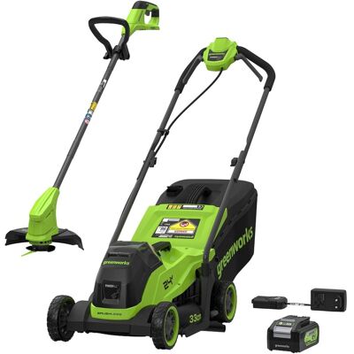 Greenworks Akku-Rasenmäher und Rasentrimmer-Set 1306707 Gen 2 Schwarz-Grün 24 V Greenworks Akku-Rasenmäher und Rasentrimmer-Set 1306707 Gen 2 Schwarz-Grün 24 V