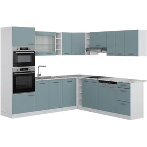 Vicco R-Line Einbauküche in L-Form Blau-Grau 237 x 60 cm AP Marmor ohne E-Geräte Vicco R-Line Einbauküche in L-Form Blau-Grau 237 x 60 cm AP Marmor ohne E-Geräte