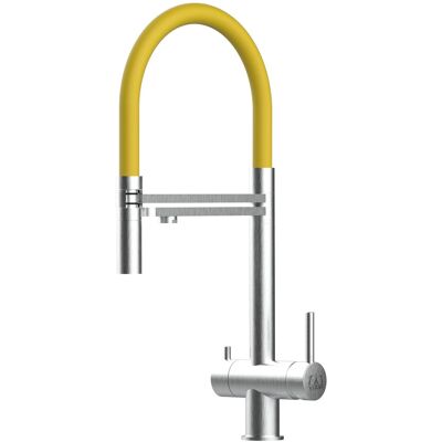 VIZIO NIEDERDRUCK 3 Wege Wasserhahn Küchenarmatur Edelstahl Massiv mit 360° Schwenkbarem Auslauf Abnehmbare 2 Strahl Handbrause Gebürstet Gelb VIZIO NIEDERDRUCK 3 Wege Wasserhahn Küchenarmatur Edelstahl Massiv mit 360° Schwenkbarem Auslauf Abnehmbare 2 Strahl Handbrause Gebürstet Gelb