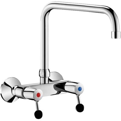 Delabie Wand-Zweigriffarmatur 60,/min, Schwenkauslauf oben Ø22 L300 Delabie Wand-Zweigriffarmatur 60,/min, Schwenkauslauf oben Ø22 L300
