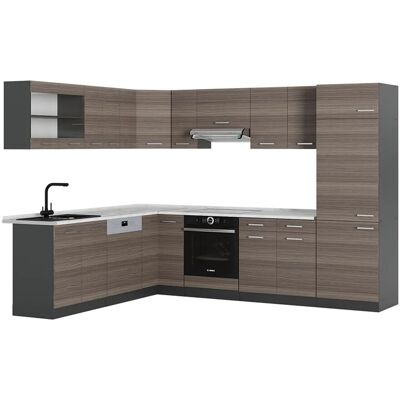 VICCO Modulare Eckküche - 227x287cm, Grau/Noblesse - Küche VICCO Modulare Eckküche - 227x287cm, Grau/Noblesse - Küche