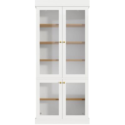 Merax Standhochschrank LED Glasvitrine Kippschutz Weiß Merax Standhochschrank LED Glasvitrine Kippschutz Weiß