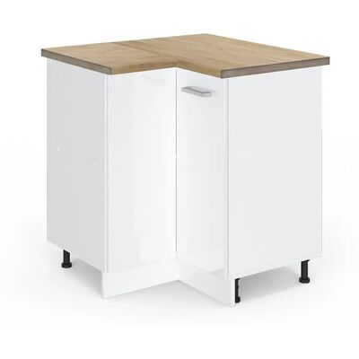Vicco Eckschrank R-Line - 75,6 cm, Hochglanzweiß, Eiche ET Vicco Eckschrank R-Line - 75,6 cm, Hochglanzweiß, Eiche ET
