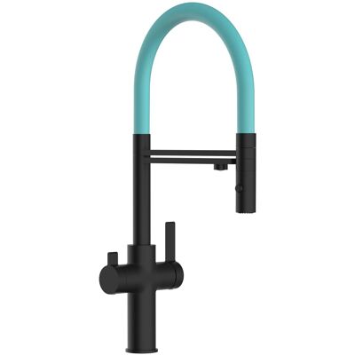 VIZIO NIEDERDRUCK 3 Wege Wasserhahn Küchenarmatur FC mit 360° Schwenkbarem Auslauf Abnehmbare 2 Strahl Handbrause Schwarz Matt Türkis VIZIO NIEDERDRUCK 3 Wege Wasserhahn Küchenarmatur FC mit 360° Schwenkbarem Auslauf Abnehmbare 2 Strahl Handbrause Schwarz Matt Türkis