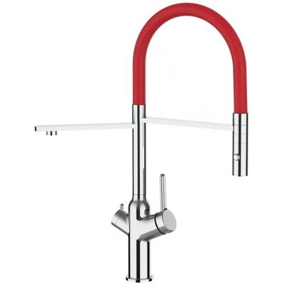 VIZIO Küchenfilter Mischbatteri - Roter Auslauf & 2 Jet-Sprays - Für Alle Wasserfiltersysteme VIZIO Küchenfilter Mischbatteri - Roter Auslauf & 2 Jet-Sprays - Für Alle Wasserfiltersysteme