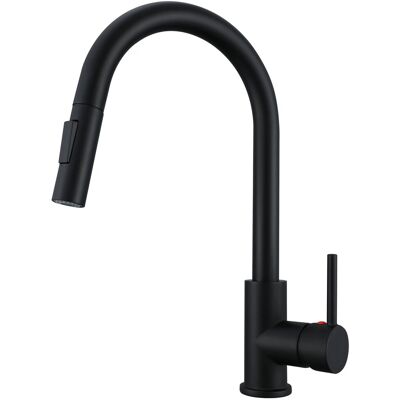 AICA Küchenarmatur Ausziehbarer Sprayer Messingkern 2 Strahlarten Schwarz Matt Mischbatterie Wasserhahn Küche AICA Küchenarmatur Ausziehbarer Sprayer Messingkern 2 Strahlarten Schwarz Matt Mischbatterie Wasserhahn Küche