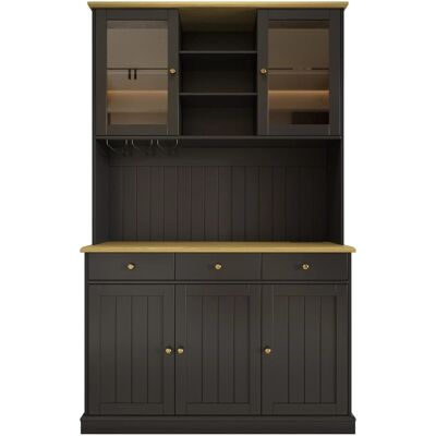 Merax Buffetschrank 120x40x191cm Glastüren USB Schwarz Gold Merax Buffetschrank 120x40x191cm Glastüren USB Schwarz Gold