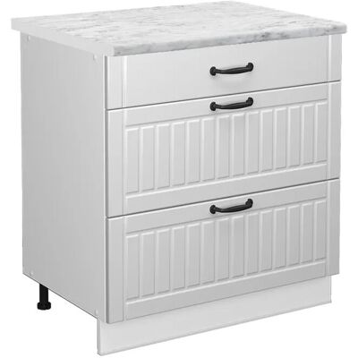 Vicco Fame-Line 80cm Weiß Küchenunterschrank mit 3 Schubladen - Küchenschrank Vicco Fame-Line 80cm Weiß Küchenunterschrank mit 3 Schubladen - Küchenschrank