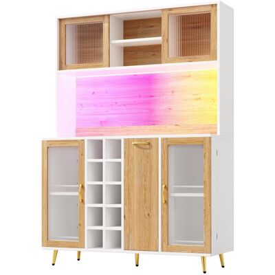 Merax Buffetschrank 120x40x180cm LED Weinregal Snackregal Steckdose Weiß Merax Buffetschrank 120x40x180cm LED Weinregal Snackregal Steckdose Weiß