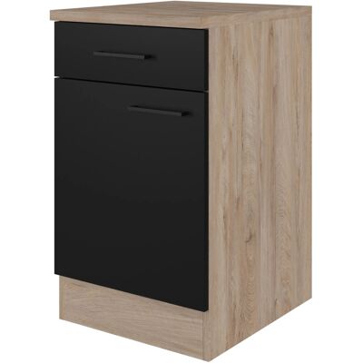 Flex-Well Capri Unterschrank - 50x85x60cm - Schwarz, Endgrain Oak - Möbel Flex-Well Capri Unterschrank - 50x85x60cm - Schwarz, Endgrain Oak - Möbel