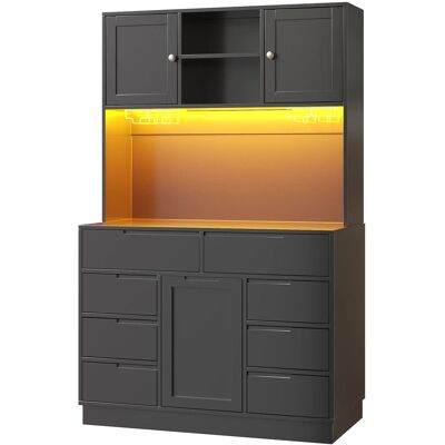 Merax Hochschrank 120x40x1835 cm Schwarz 8 Schubladen Smart LED Magnetverschluss Merax Hochschrank 120x40x1835 cm Schwarz 8 Schubladen Smart LED Magnetverschluss