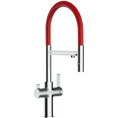 VIZIO NIEDERDRUCK 3 Wege Wasserhahn Küchenarmatur FC mit 360° Schwenkbarem Auslauf Abnehmbare 2 Strahl Handbrause Verchromt Rot VIZIO NIEDERDRUCK 3 Wege Wasserhahn Küchenarmatur FC mit 360° Schwenkbarem Auslauf Abnehmbare 2 Strahl Handbrause Verchromt Rot