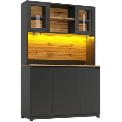 Merax Küchenschrank 120x40x180 cm Schwarz Acryltüren LED Beleuchtung Merax Küchenschrank 120x40x180 cm Schwarz Acryltüren LED Beleuchtung