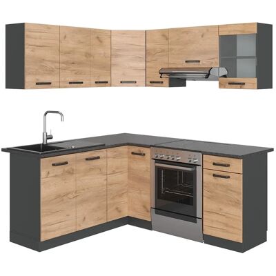 Vicco Rick Eckküche Anthrazit/Goldkraft Eiche 187 x 167 cm AP SchwarzRick ohne E-Geräte Vicco Rick Eckküche Anthrazit/Goldkraft Eiche 187 x 167 cm AP SchwarzRick ohne E-Geräte