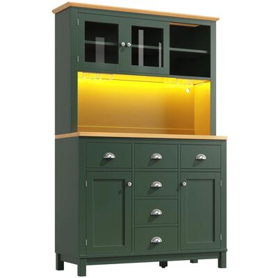 Merax Buffetschrank 104x40x180cm LED Getränkehalter 4 Türen Grün/Weiß Merax Buffetschrank 104x40x180cm LED Getränkehalter 4 Türen Grün/Weiß