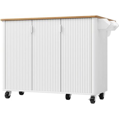 Merax Kücheninsel 130x45-75x92cm Ausziehbar 3 Türen Rollen Holzoptik Merax Kücheninsel 130x45-75x92cm Ausziehbar 3 Türen Rollen Holzoptik