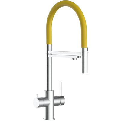 VIZIO 5-Wege-Edelstahlfilterhahn - Gebürstet - Gelb - Wasserhahn VIZIO 5-Wege-Edelstahlfilterhahn - Gebürstet - Gelb - Wasserhahn