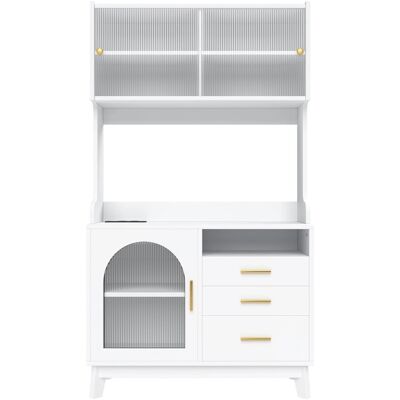 Merax Buffetschrank 100 5x40x178 cm mit Steckdose USB C Stauraum Weiß Merax Buffetschrank 100 5x40x178 cm mit Steckdose USB C Stauraum Weiß