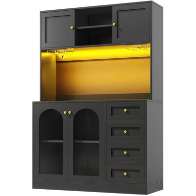 Merax Buffetschrank 120x40x188cm LED Getränkehalter 4 Türen Schwarz/Weiß Merax Buffetschrank 120x40x188cm LED Getränkehalter 4 Türen Schwarz/Weiß