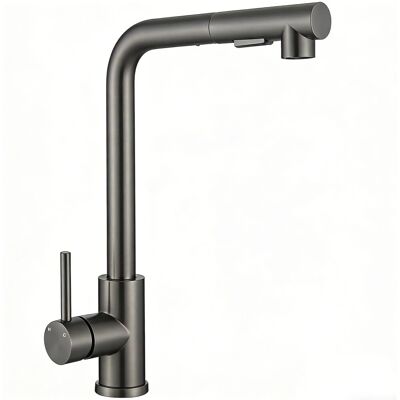 AICA Spültischarmatur Ausziehbar Hochdruck Wasserhahn Küche Mischbatterie 2 Sprühfunktionen Küchenarmatur Metallic Grau AICA Spültischarmatur Ausziehbar Hochdruck Wasserhahn Küche Mischbatterie 2 Sprühfunktionen Küchenarmatur Metallic Grau