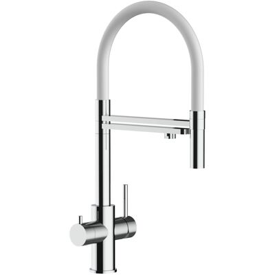 VIZIO 5 Wege Wasserhahn Küchenarmatur Edelstahl Massiv mit 360° Schwenkbarem Auslauf Abnehmbare 2 Strahl Handbrause Hochglanz Weiß VIZIO 5 Wege Wasserhahn Küchenarmatur Edelstahl Massiv mit 360° Schwenkbarem Auslauf Abnehmbare 2 Strahl Handbrause Hochglanz Weiß
