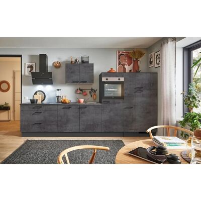 pino Küchenzeile 340cm Beton Grafitgrau Anschlag R 1 Geräte-, 1Apothekerschrank pino Küchenzeile 340cm Beton Grafitgrau Anschlag R 1 Geräte-, 1Apothekerschrank